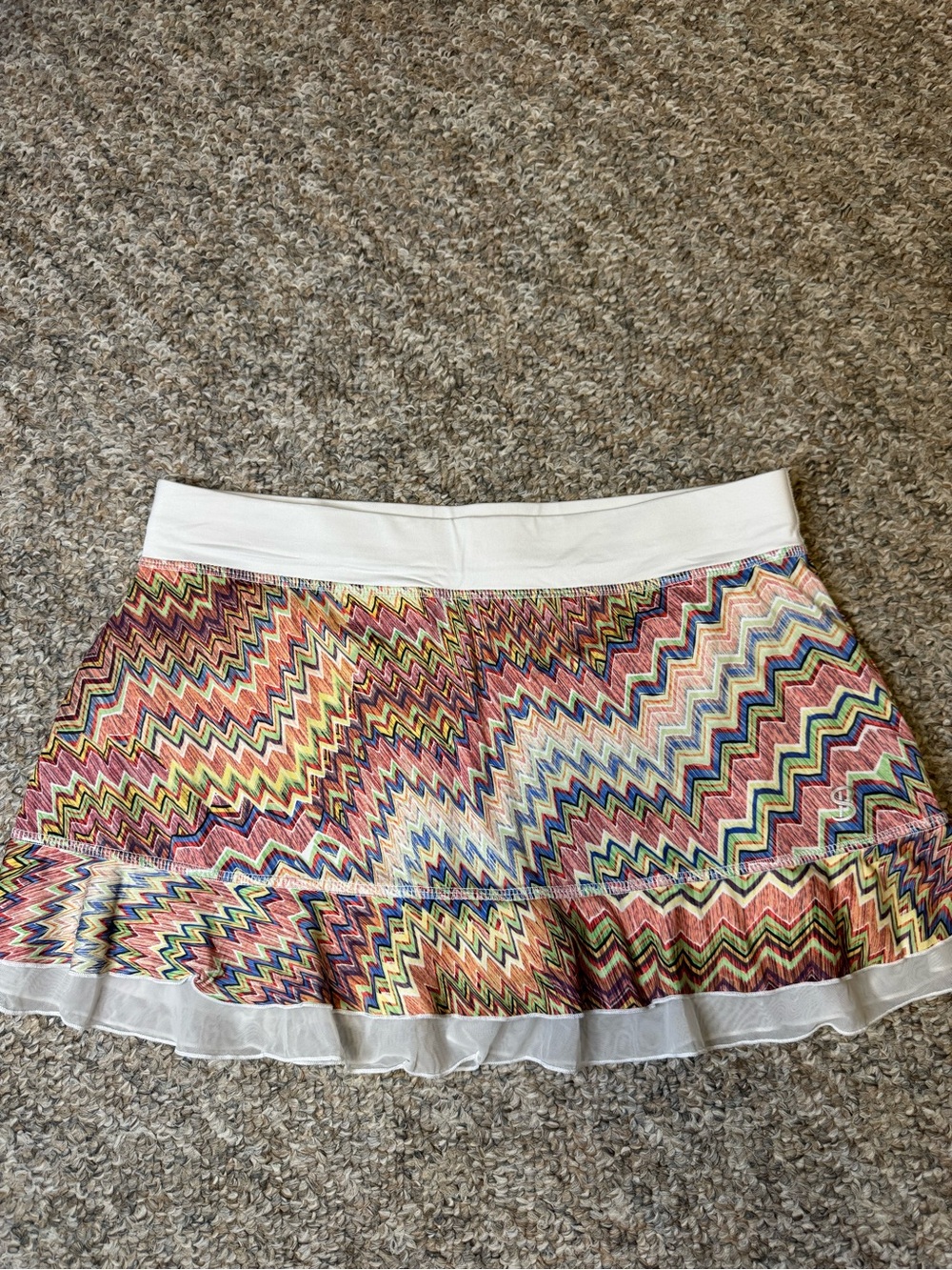 Sofibella Multi-Color chevron Zigzag Ruffle tennis Skirt